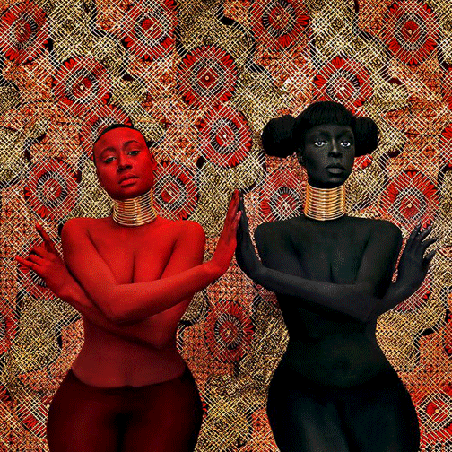 lina-viktor-red and black body painting