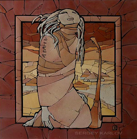 Sergey Karlov stone mosaic wall art panel