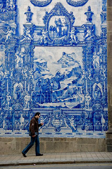 azulejo wall art, Almas Chapel of Santa Catarina, Oporto