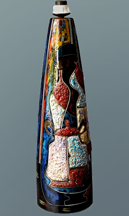 Large Lava glaze Colorful Ceramic Table-or-Floor Lamp by Melior