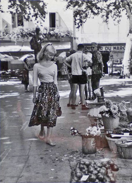 Sylvette David at Vallauris market