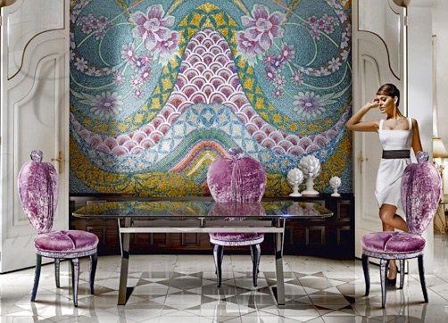 Luxus Stuhl 'a heart so big' large mosaic wall panel
