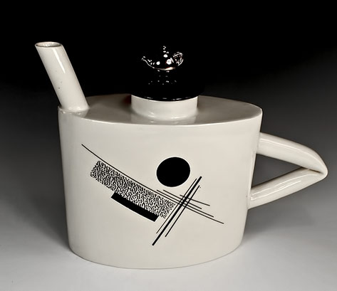 constructivist black and white teapot
