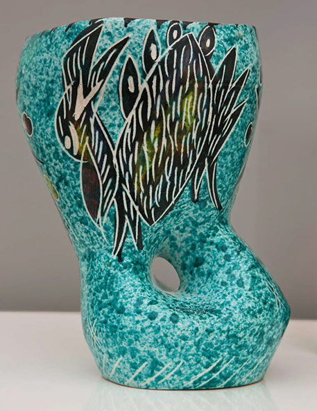 Abstract-Vallauris-Ceramic-Vase - turquoise 