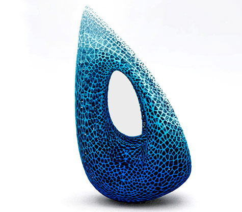 Acadia-3D-printed-sculpture in turquoise