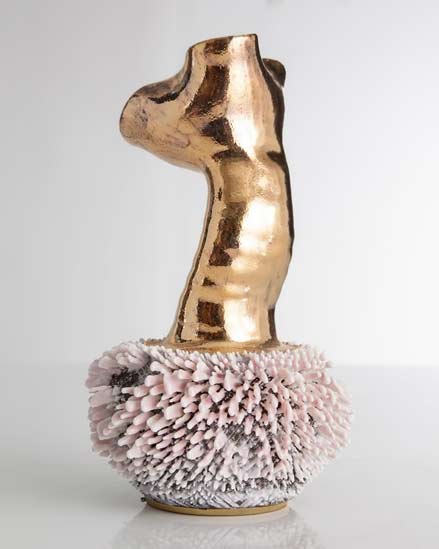 accretion-vase-by-the-haas-brothers-gold and pastel pink vase