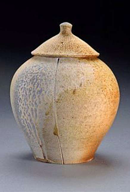 Allamakee-Wood-Fired-Pottery conical lidded ceramic jar