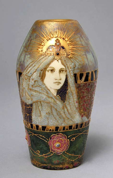 Amphora face motif ovoid vase - -Philip-Chasen-Antiques