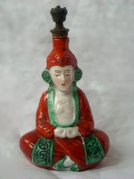 Antique Sitzendorf Figural Crown Top Perfume Scent Bottle C1910