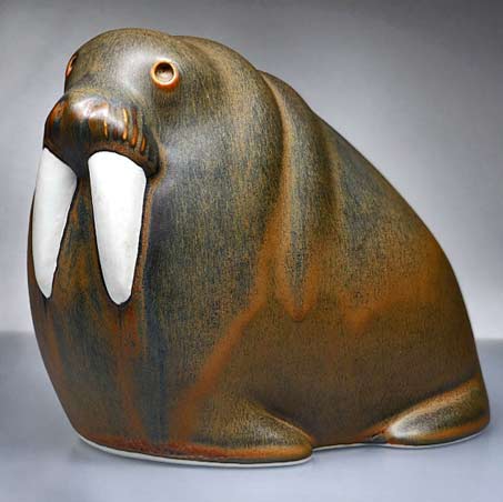 Arabia-Finland-Art-Porcelain-Walrus-Sculpture-MCM-Taisto-Kaasinen---TwoGuysAndADog