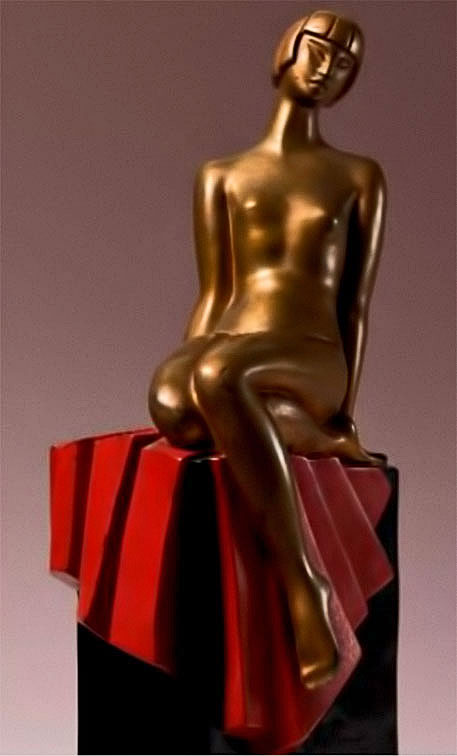 Art Deco bronze Seated nude-woman