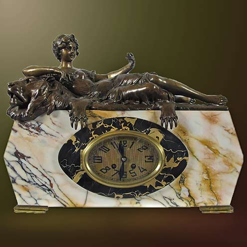Art-Nouveau-Art-Deco-marble-Mantelclock---Ruyten