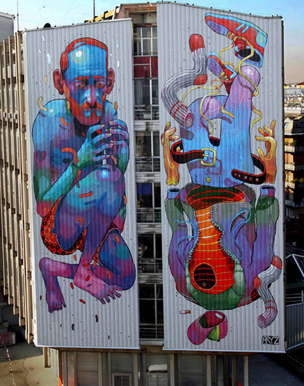 Large mural by Aryz_Italy Palazzo Nuovo Corso San Maurizio