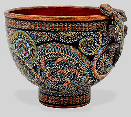 Bali-Jon-Anderson-polymer clay impressed on a copper bowl
