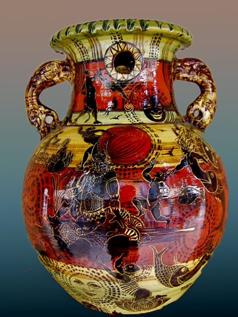 Ocean frolic Barocco vase - under the ocean scene