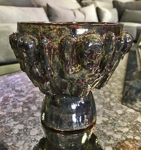 Beatrice Wood Luster Glaze Earthenware Pottery Chalice Cup with Figures