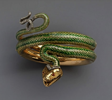 Belle-Epoque-Magnificent-Snake-Bangle,-ca.-1890