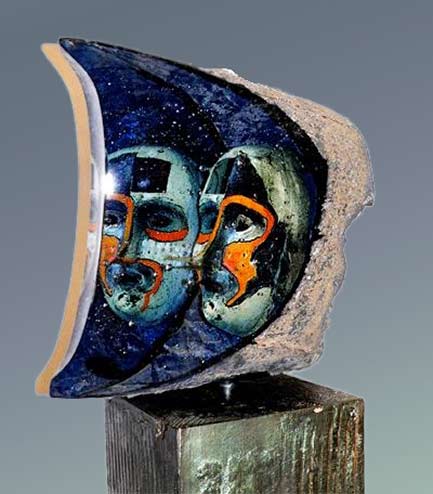 Bertil Vallien (Swedish), Kosta Boda, Janus glass sculpture