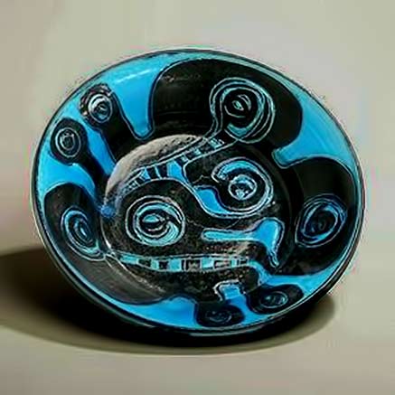 Birthe Weggerby-abstract-plate turquoise and black