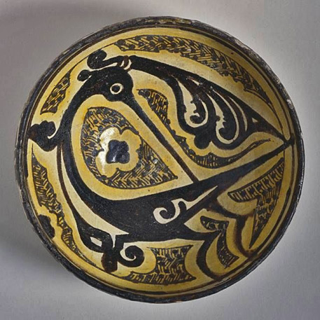 Bowl,-Iran,-Nishapur,-10th-century.-Earthenware,-underglaze-slip-painted