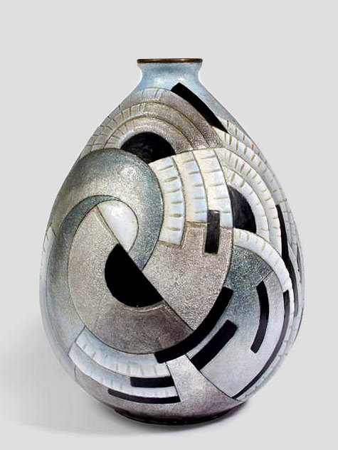 Camille-Faure cubist-deco vase-MODEL-PRIMEROSE-Signed-C.Fauré Limoges