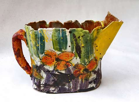 Caroline-Chevalier----ceramic jug with abstract botanical decoration