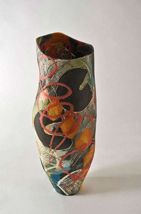 carolyn-genders abstract polychrome decorated vase