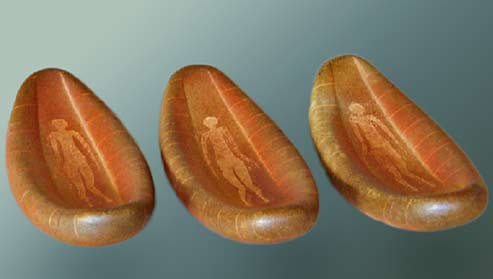catherina Pagani three ceramic sculptures with ellyptical sshape
