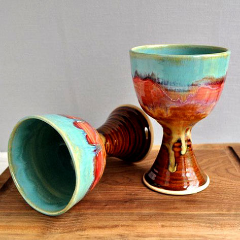 Ceramic Wine Glasses from Lee Wolfe Pottery 