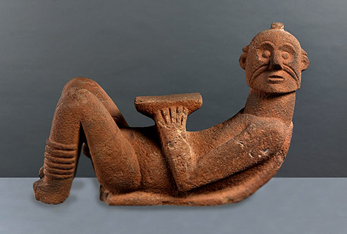 Terracotta reclining figure sculpture - Chacmool--Toltec,-Tzintzuntzan,-Michoacin-1200AD
