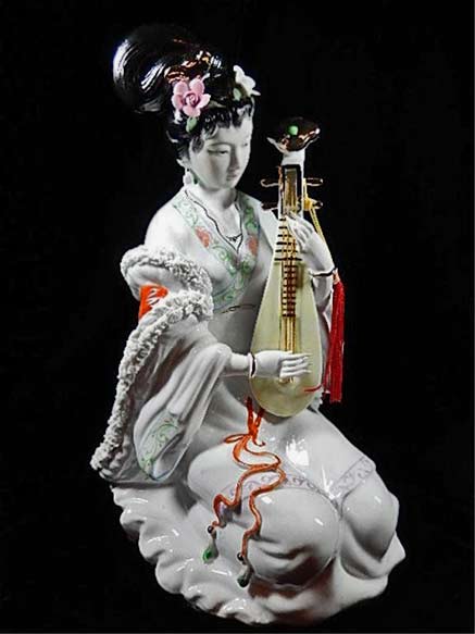Female musician porcelain figurine China