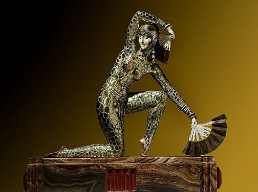 Demetre Chiparus-Fan-Dancer Art Deco sculpture