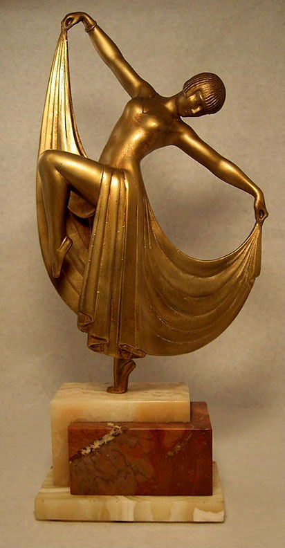 Zinc art deco dancer sculpture