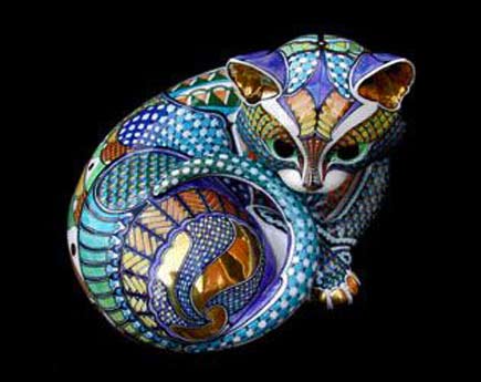 David-Burnham-Smith abstract pattern polychrome cat sculpture