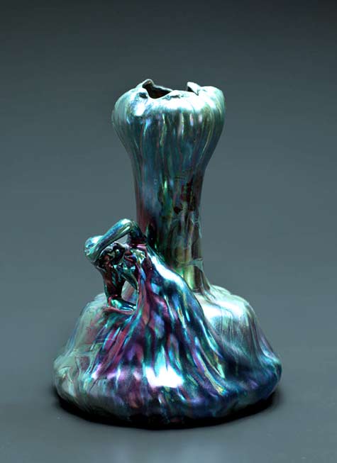 Delphin-Massier-successfully-united-Art Nouveau forms-with-an-Islamic-influenced-glaze,