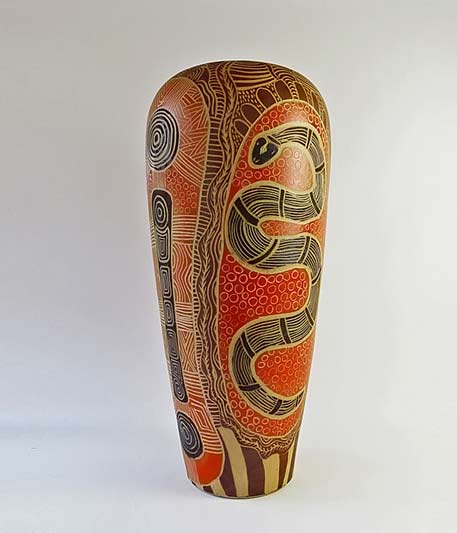 Derek Jungarrayi Thompson,-Ernabella Ceramics - Watersnake Story