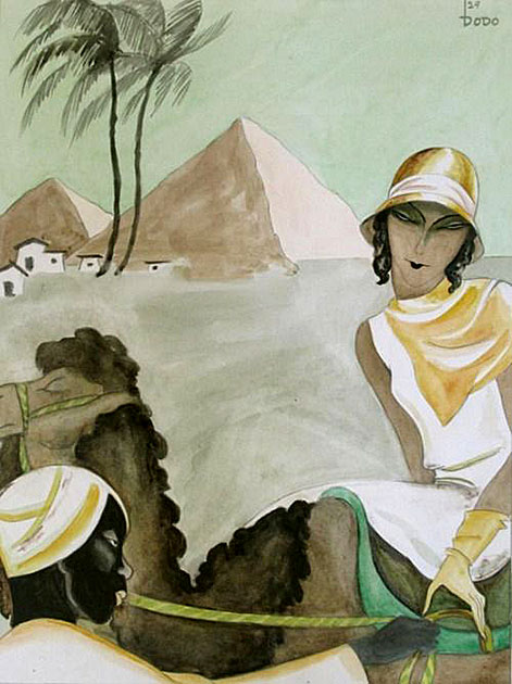 Dorte Wolff art deco watercolor painting