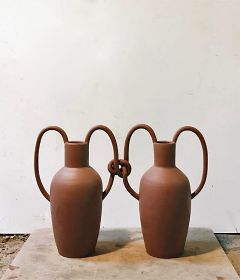cojoined-vases with knotted handles-Nicolette-Johnson