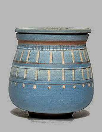 E.C.T lidded ceramic vessel with engobes Buenos Aires, Argentina