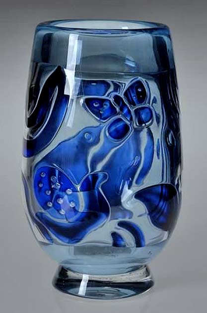 Edvin Öhrström-(1906-1994),Orrefors, 'Ariel' Glass-Vase in blue