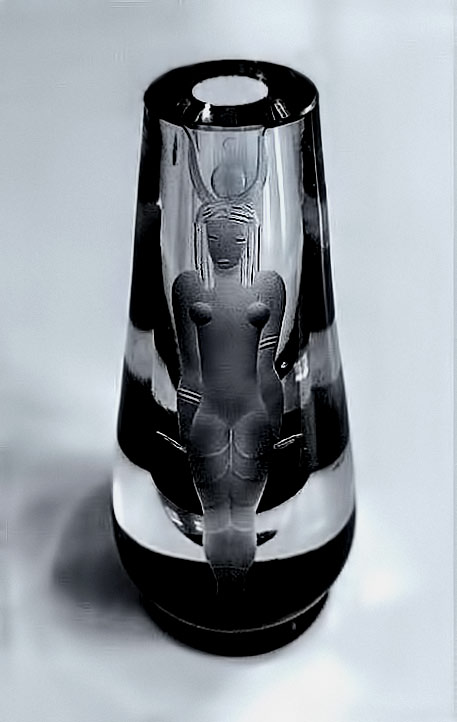 glass vase Egyptian Goddess sculpture