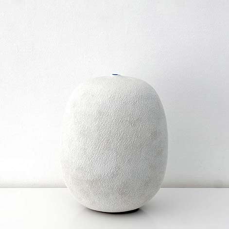 Erna Aaltonen white ceramic ovoid vessel Puls Ceramics