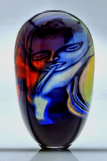 Eva-Englund-(Swedish,-1937-1998),-Orrefors,-Graal-Glass-polychrome Vase