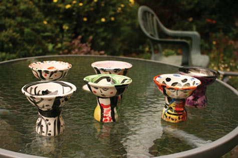 Faces China Goblets,-2018-painted ceramic, clear glaze