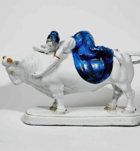 Fraureuth..-Kunstabrellung. Nacke Carl.-The abduction of Europe.-Porcelain-enamelled-polychrome-group
