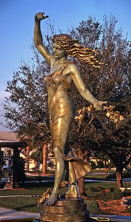 Galatea-Fountain-(gilded-bronze) Goddess statue with flowing wavy hair