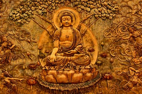 Gautama-Buddha-in-Padmasana.-Bas-relief-on-copper-plate--