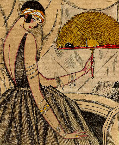 Georges-Lepape.-Art-Deco-Illustrator lady at the opera