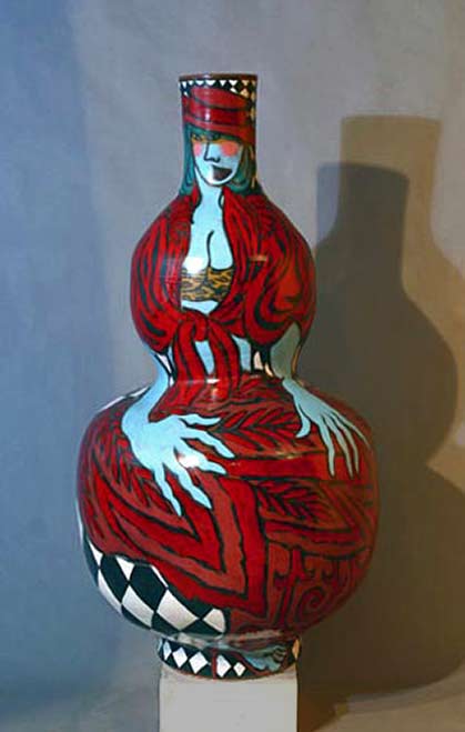 ceramic gourd vase by Mattie Leeds