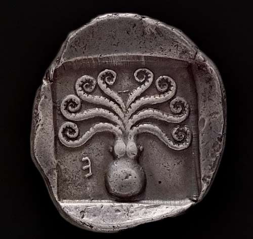 Ancent Greek-coin-with-octopus-from-Eretria,-c